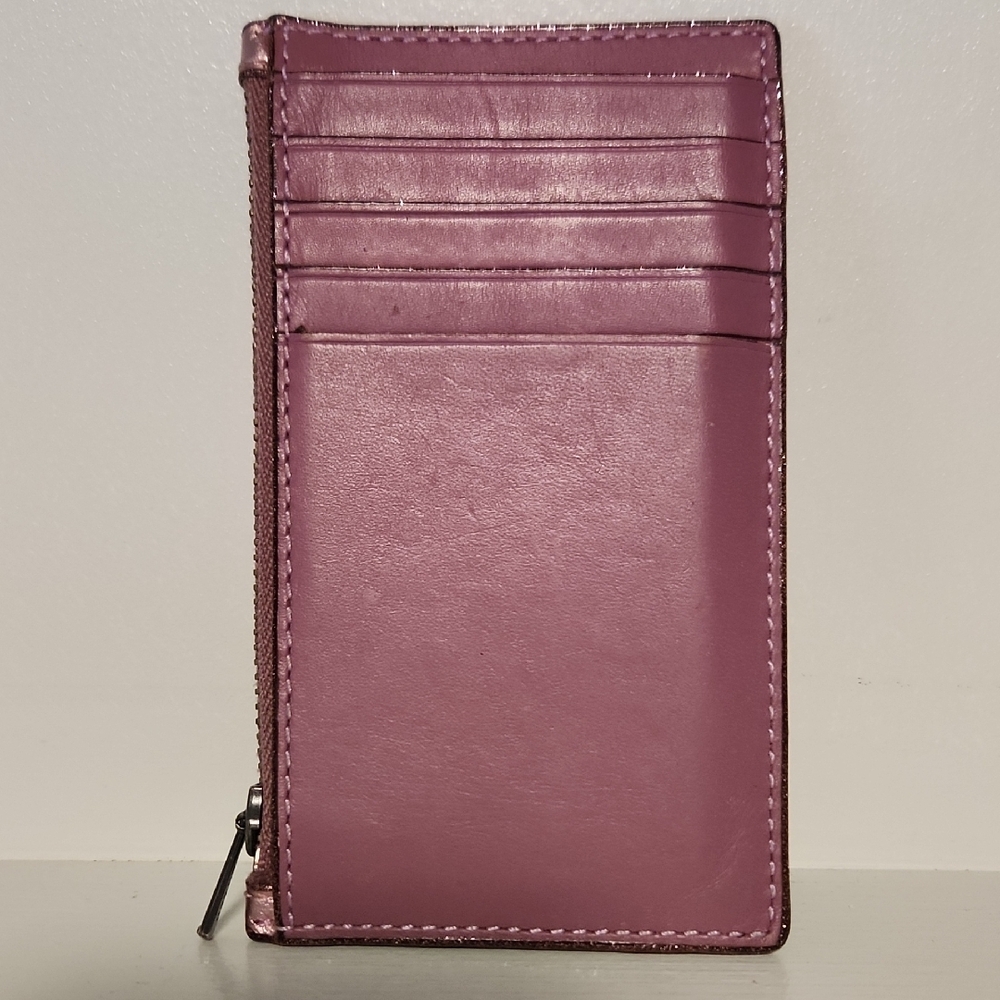 Coach Metallic Pink Leather Card Holder - Picture 2 of 4